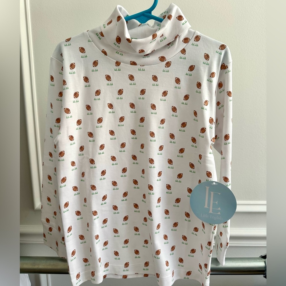 NWT Little English White Turtleneck with Football Pattern size 5